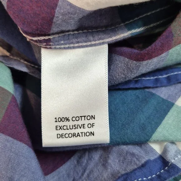 Cremieux Shirt Men's Size L Indian Madras Plaid  Short Sleeve Cotton Green (02) - Picture 5 of 11